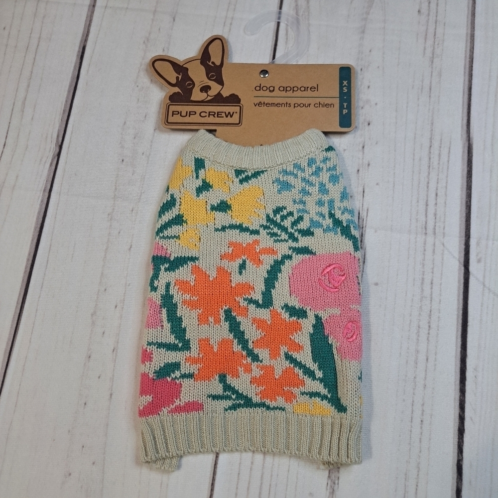 Pup Crew Floral Dog Sweater SIZE XS